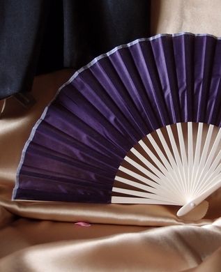 BULK PACK (50) 9&quot; Dark Purple Silk Hand Fans for Weddings - PaperLanternStore.com - Paper Lanterns, Decor, Party Lights &amp; More