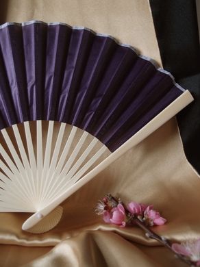 BULK PACK (50) 9&quot; Dark Purple Silk Hand Fans for Weddings - PaperLanternStore.com - Paper Lanterns, Decor, Party Lights &amp; More