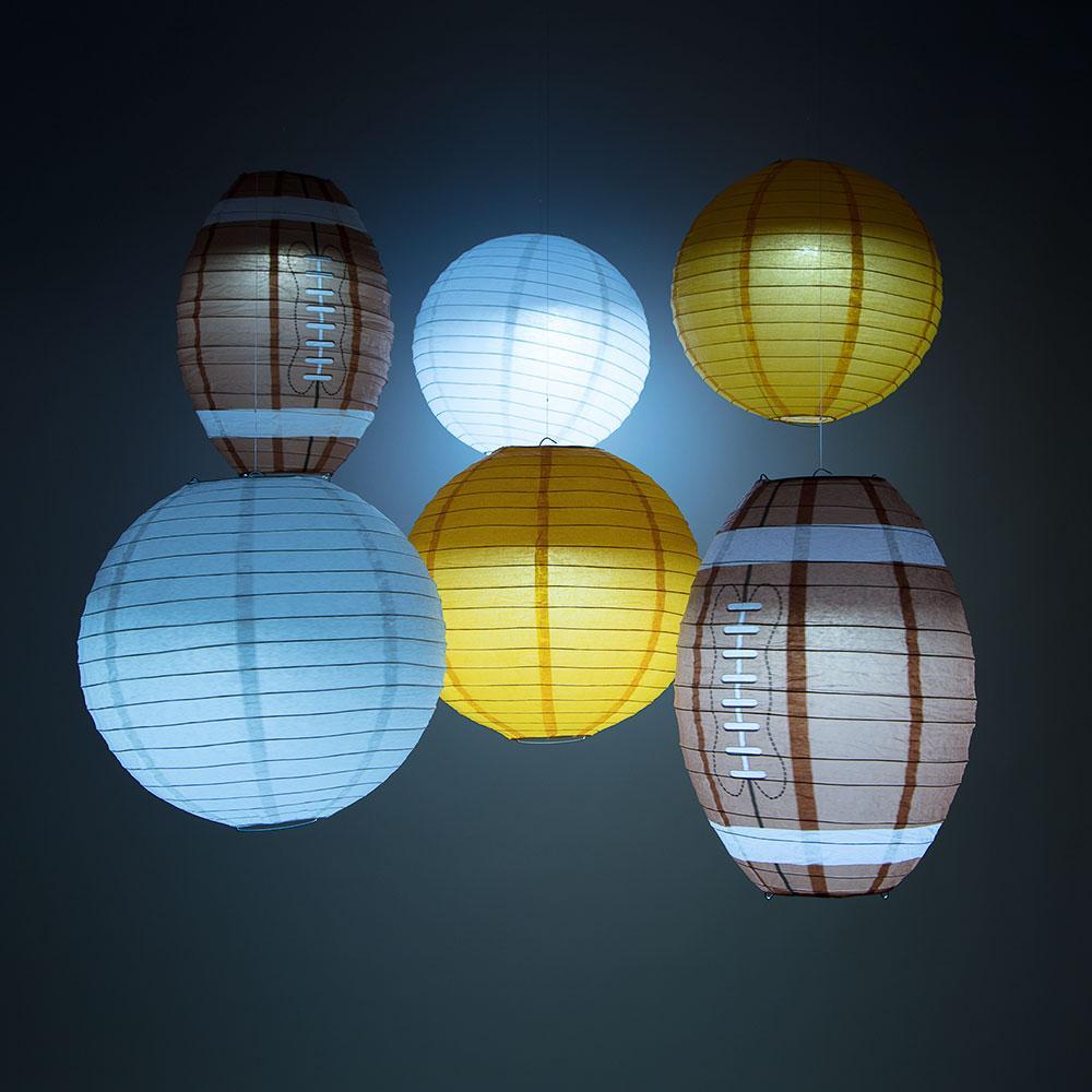 Denver Pro Football Paper Lanterns 6pc Combo Tailgating Party Pack (Orange / White)  - by PaperLanternStore.com - Paper Lanterns, Decor, Party Lights &amp; More