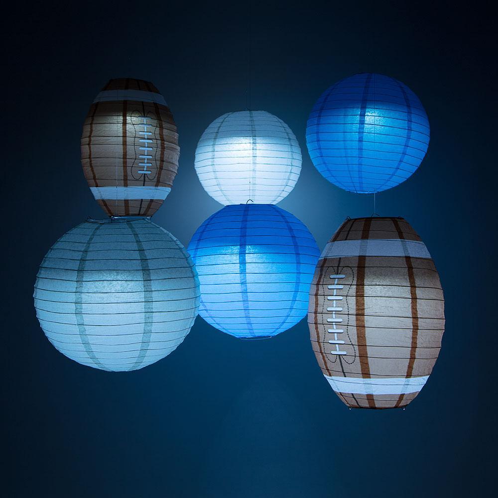 Detroit Pro Football Paper Lanterns 6pc Combo Tailgating Party Pack (Turquoise/Grey)  - by PaperLanternStore.com - Paper Lanterns, Decor, Party Lights &amp; More