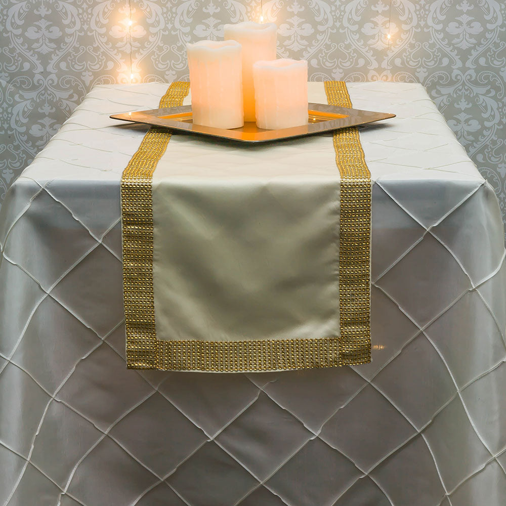 Gold Diamond Sequin Concave Mesh Table Runner (12 x 72) - PaperLanternStore.com - Paper Lanterns, Decor, Party Lights &amp; More