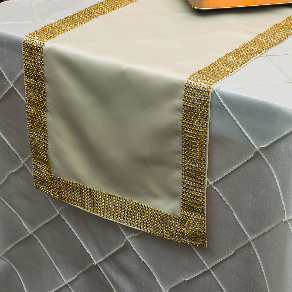 Gold Diamond Sequin Concave Mesh Table Runner (12 x 72) - PaperLanternStore.com - Paper Lanterns, Decor, Party Lights &amp; More