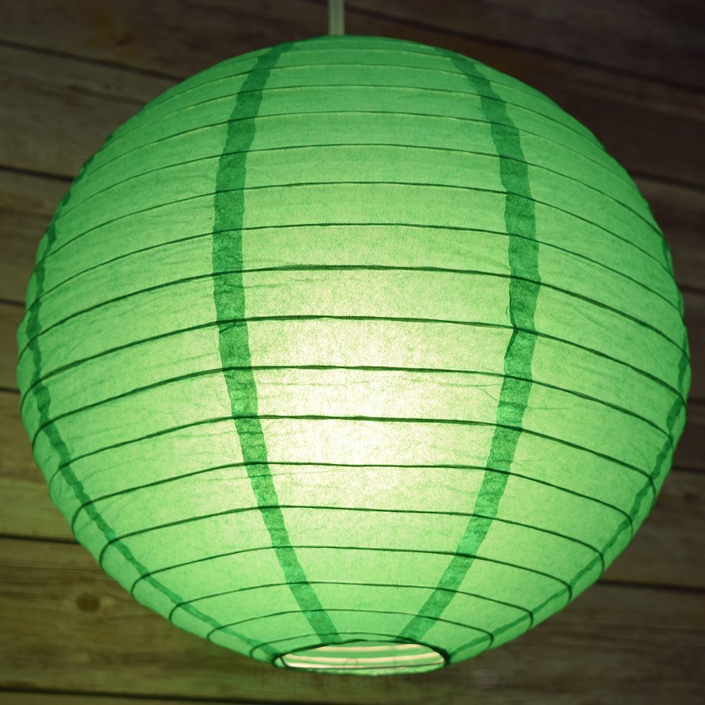 4&quot; Emerald Green Round Paper Lantern, Even Ribbing, Hanging Decoration (10 PACK) - PaperLanternStore.com - Paper Lanterns, Decor, Party Lights &amp; More