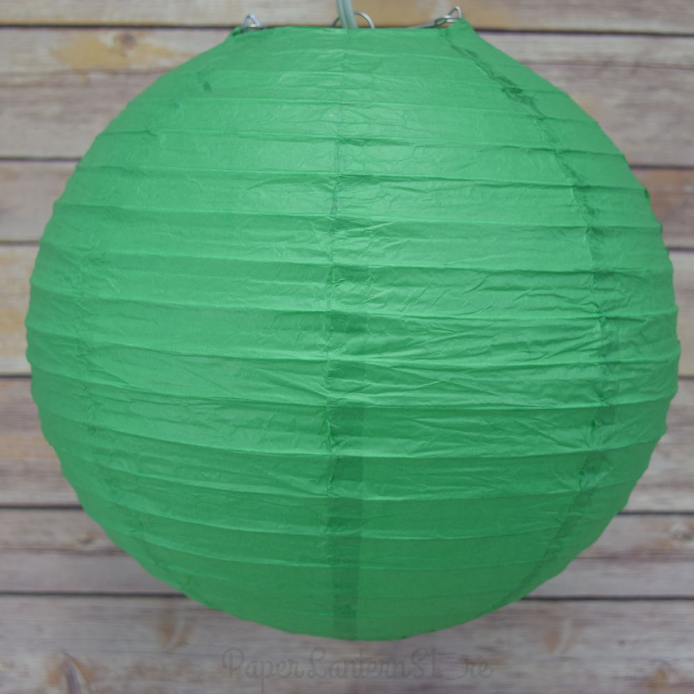 4&quot; Emerald Green Round Paper Lantern, Even Ribbing, Hanging Decoration (10 PACK) - PaperLanternStore.com - Paper Lanterns, Decor, Party Lights &amp; More