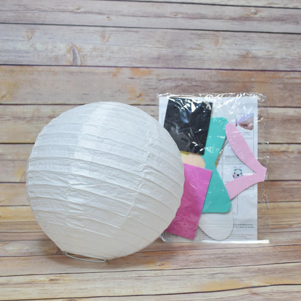 8" Paper Lantern Animal Face DIY Kit - Rabbit / Bunny (Kid Craft Project) - PaperLanternStore.com - Paper Lanterns, Decor, Party Lights & More
