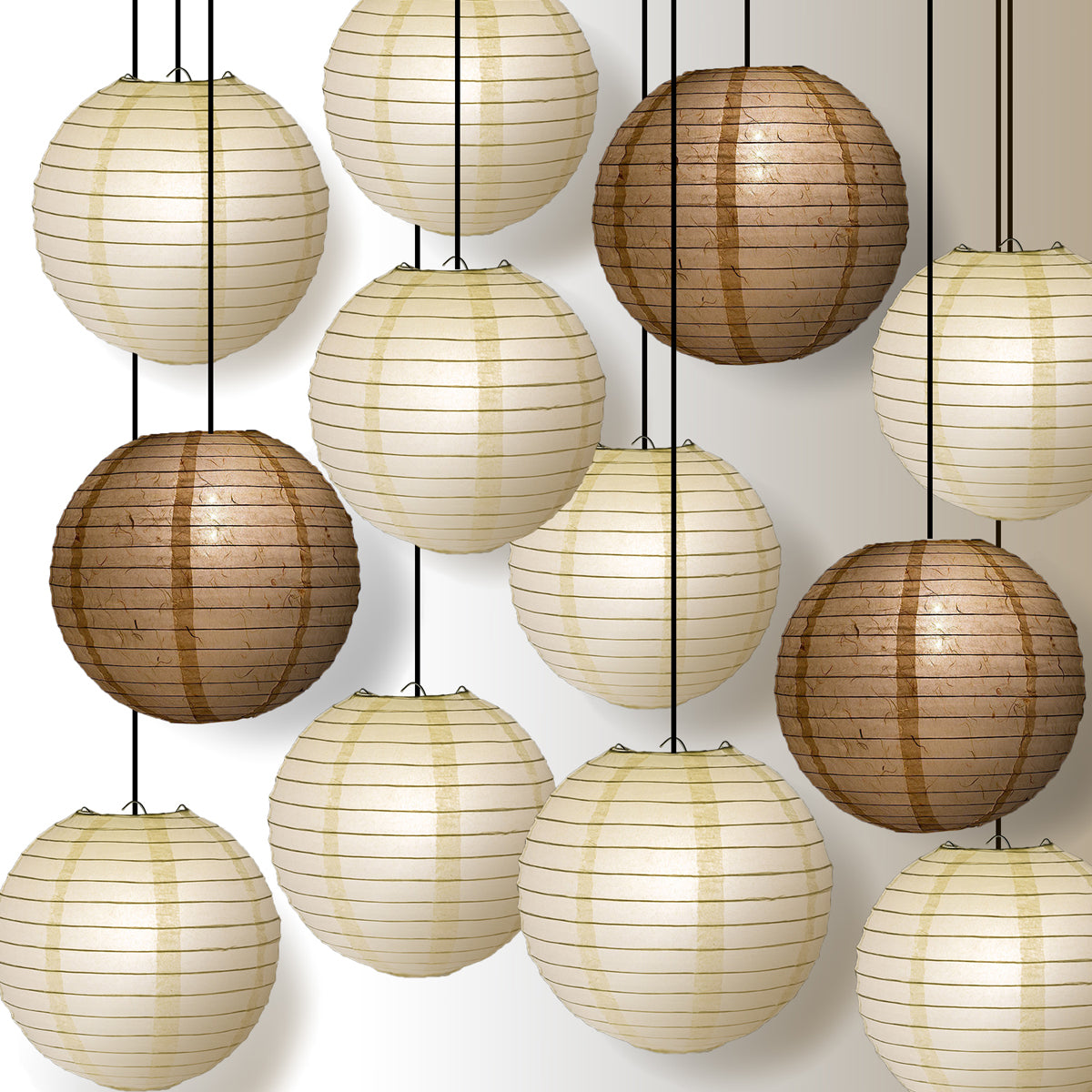 Premium 12-Piece Ivory Dragon Cloud Paper Lantern Party Pack Set - PaperLanternStore.com - Paper Lanterns, Decor, Party Lights & More