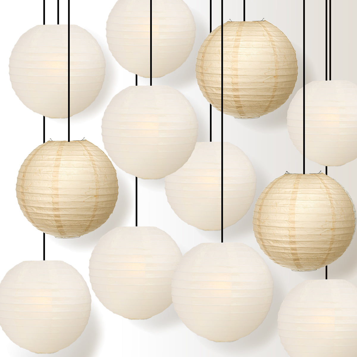 Premium 12-Piece Ivory Dragon Cloud Paper Lantern Party Pack Set - PaperLanternStore.com - Paper Lanterns, Decor, Party Lights & More