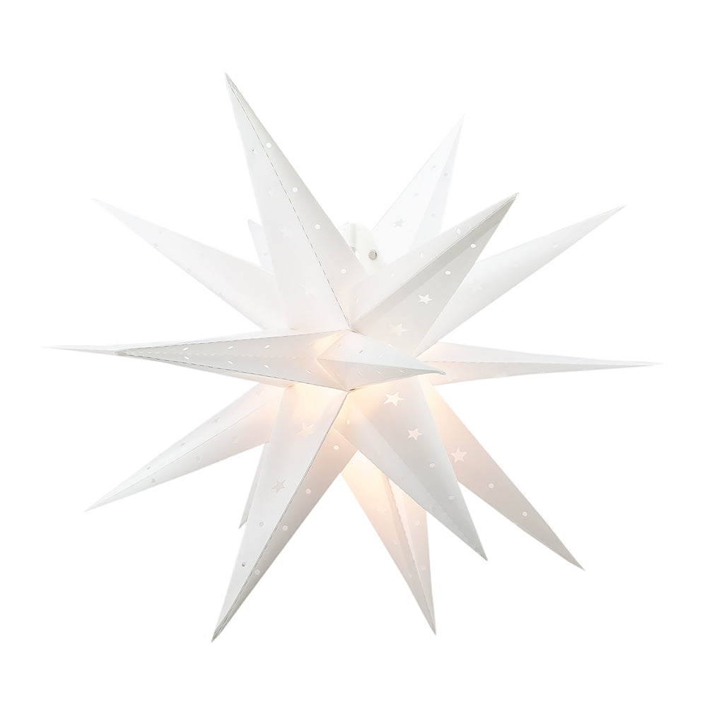 24&quot; White Moravian Weatherproof Star Lantern Lamp, Multi-Point Hanging Decoration - PaperLanternStore.com - Paper Lanterns, Decor, Party Lights &amp; More