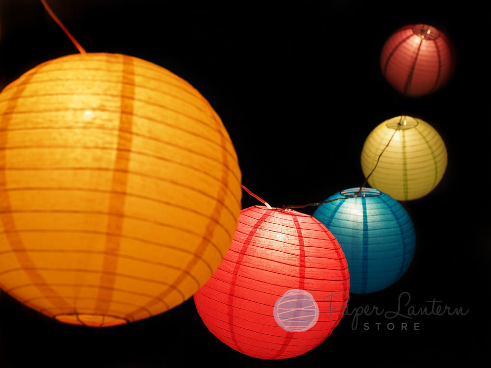 12&quot; Easter / Baby Shower Vibrant Lantern String Light COMBO Kit (21 FT) - PaperLanternStore.com - Paper Lanterns, Decor, Party Lights &amp; More