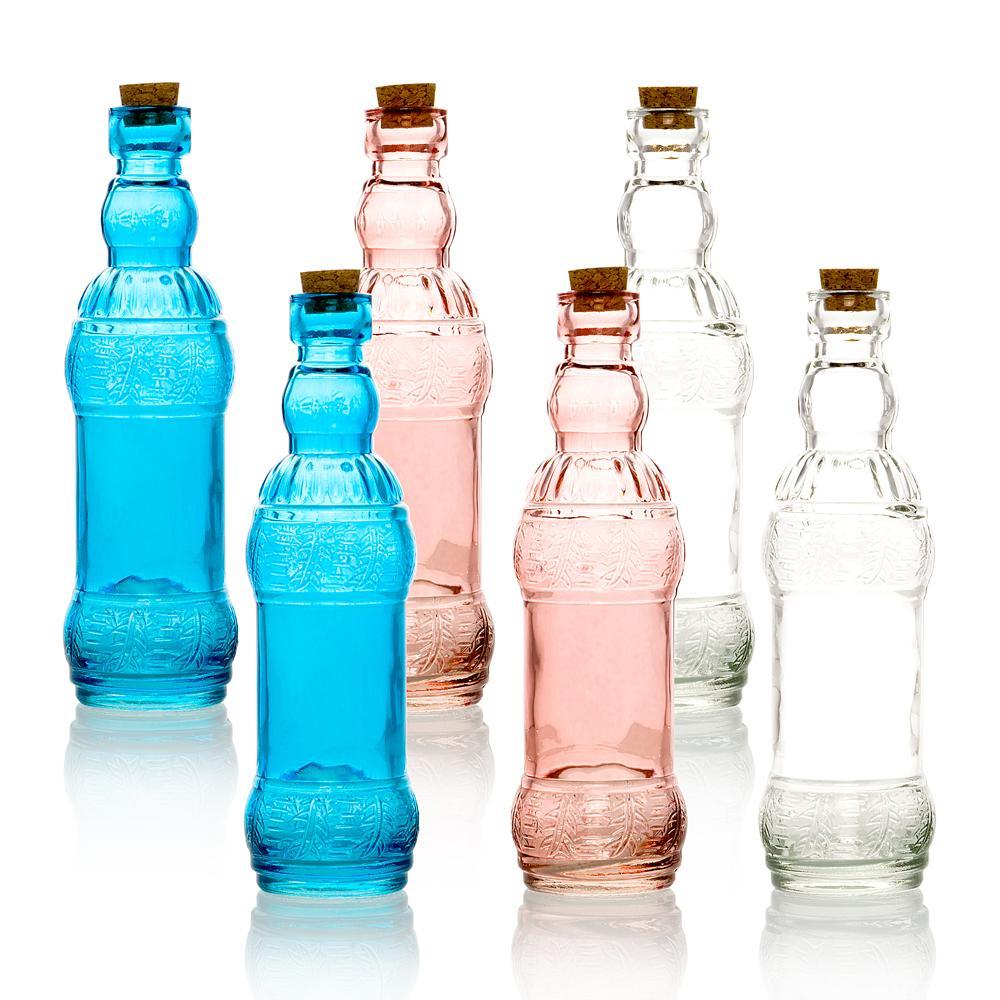 6pc Edna Colorful Decorative Vintage Glass Bottles and Flower Vases Wedding Table and Centerpiece Display - PaperLanternStore.com - Paper Lanterns, Decor, Party Lights &amp; More