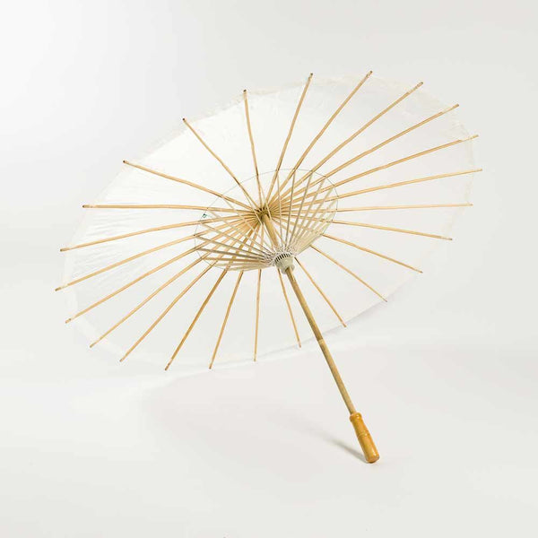 32 Inch Wedding Beige Paper Parasol Umbrellas with Elegant Handle - LunaBazaar.com - Discover.Decorate. Celebrate.