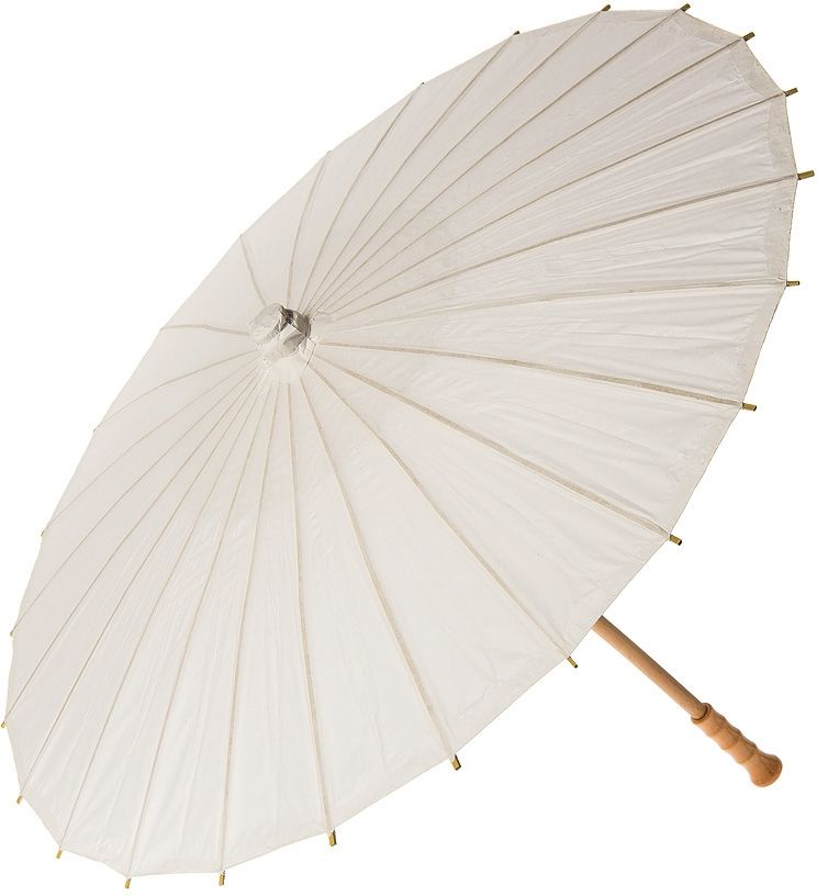 28&quot; Wedding Beige Paper Parasol Umbrellas with Elegant Handle - PaperLanternStore.com - Paper Lanterns, Decor, Party Lights &amp; More