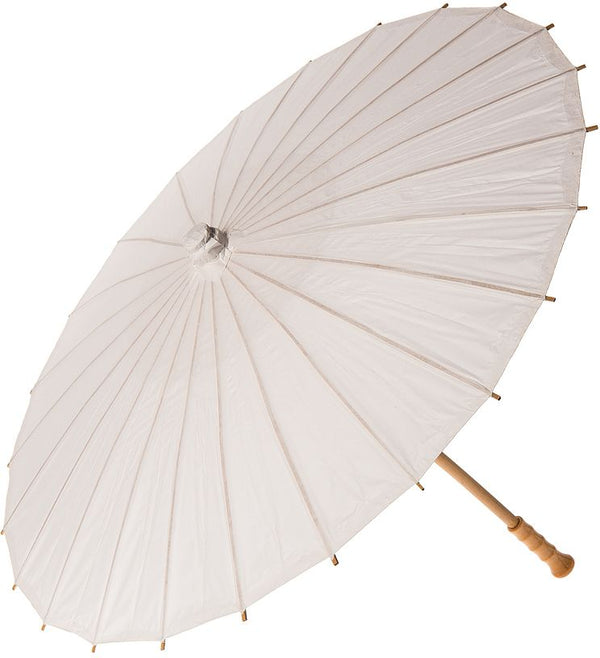 32&quot; Wedding White Paper Parasol Umbrellas with Long Elegant Handle - PaperLanternStore.com - Paper Lanterns, Decor, Party Lights &amp; More