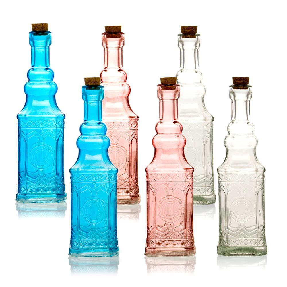 6pc Ella Colorful Decorative Vintage Glass Bottles and Flower Vases Wedding Table and Centerpiece Display - PaperLanternStore.com - Paper Lanterns, Decor, Party Lights &amp; More
