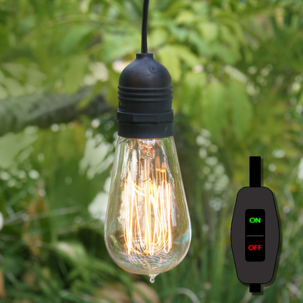 15FT Black Commercial Grade Outdoor Pendant Light Lamp Cord (On/Off Switch) - Electrical Swag Light Kit - PaperLanternStore.com - Paper Lanterns, Decor, Party Lights & More
