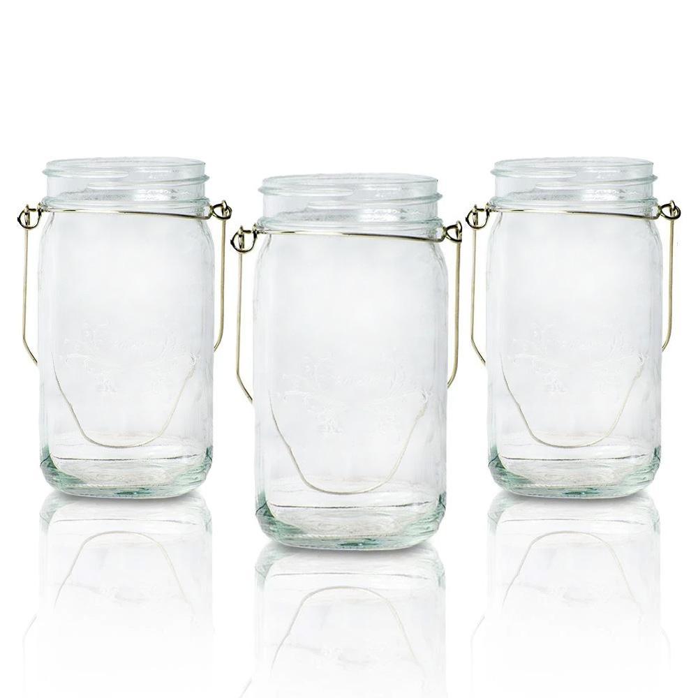 (Discontinued) (3-Pack) Fantado Wide Mouth Clear Mason Jar w/ Handle, 32oz