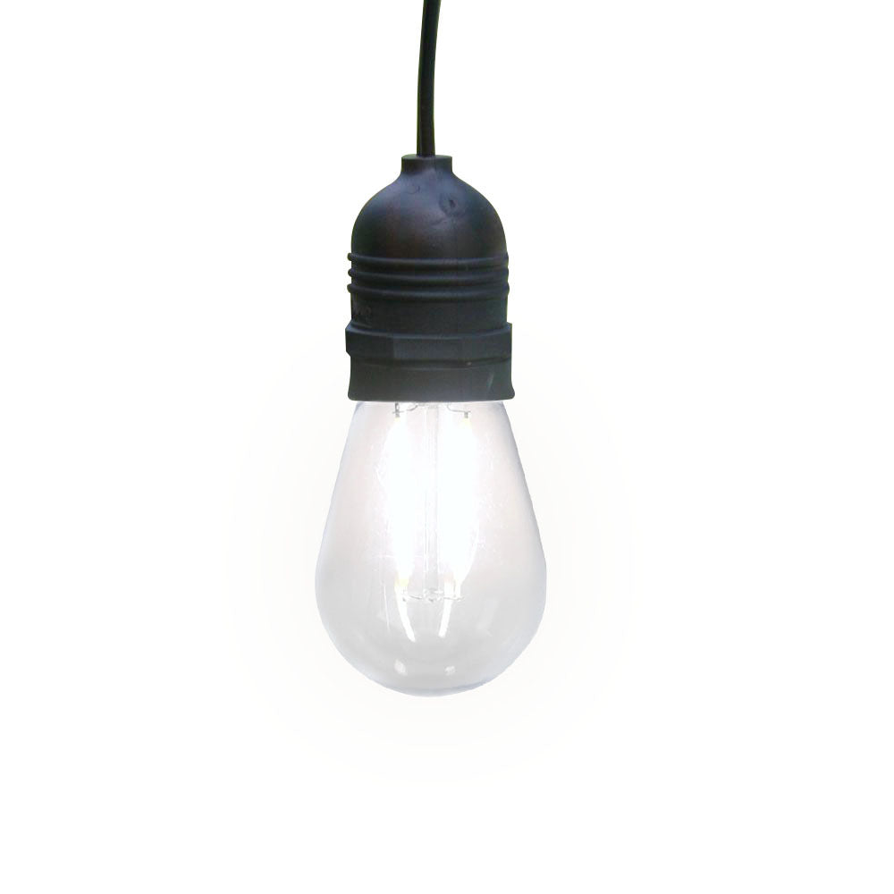 CORD + Shatterproof Bulb | Black Weatherproof Outdoor Pendant Light Lamp Cord Combo Kit, S14 Cool White Bulb