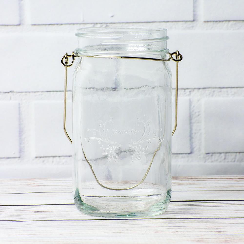 (Discontinued) (3-Pack) Fantado Wide Mouth Clear Mason Jar w/ Handle, 32oz