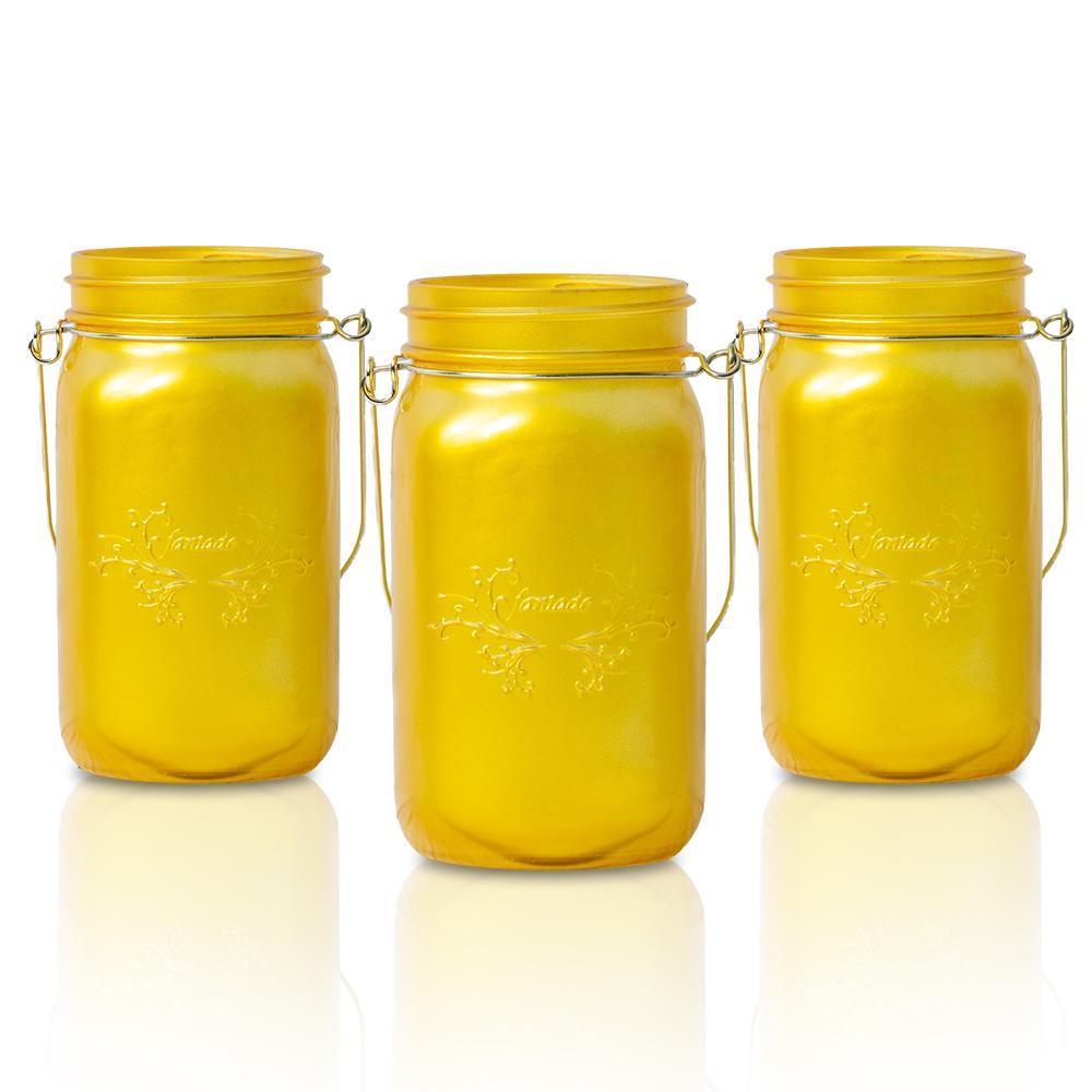 BLOWOUT (6-Pack) Fantado Wide Mouth Frosted Yellow Gold Color Mason Jar w/ Handle, 32oz - PaperLanternStore.com - Paper Lanterns, Decor, Party Lights &amp; More
