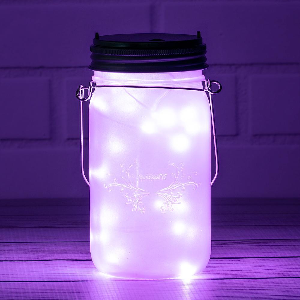 SINGLE Fantado Wide Mouth Frosted Lavender Mason Jar w/ Handle, 32oz - PaperLanternStore.com - Paper Lanterns, Decor, Party Lights &amp; More