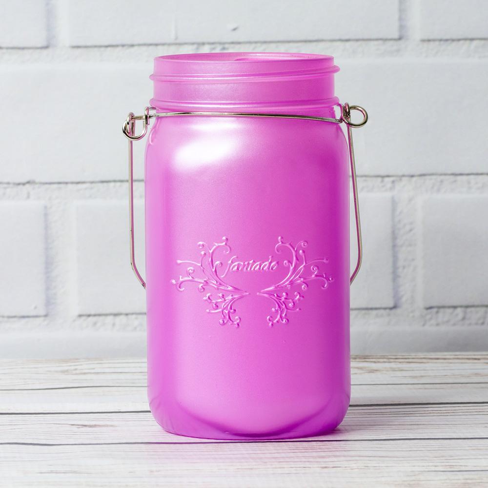 SINGLE Fantado Wide Mouth Frosted Lavender Mason Jar w/ Handle, 32oz - PaperLanternStore.com - Paper Lanterns, Decor, Party Lights &amp; More