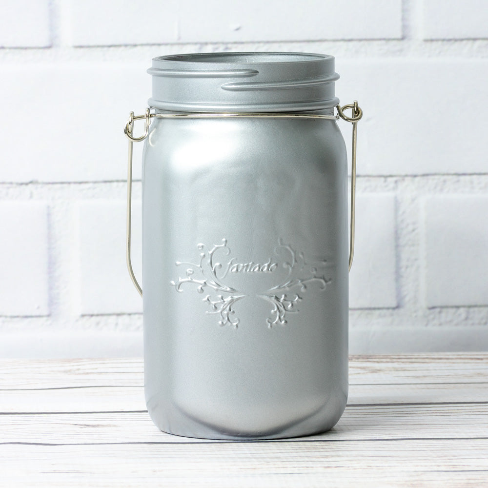 (3-Pack) Fantado Wide Mouth Matte Silver Mason Jar w/ Handle, 32oz - PaperLanternStore.com - Paper Lanterns, Decor, Party Lights &amp; More