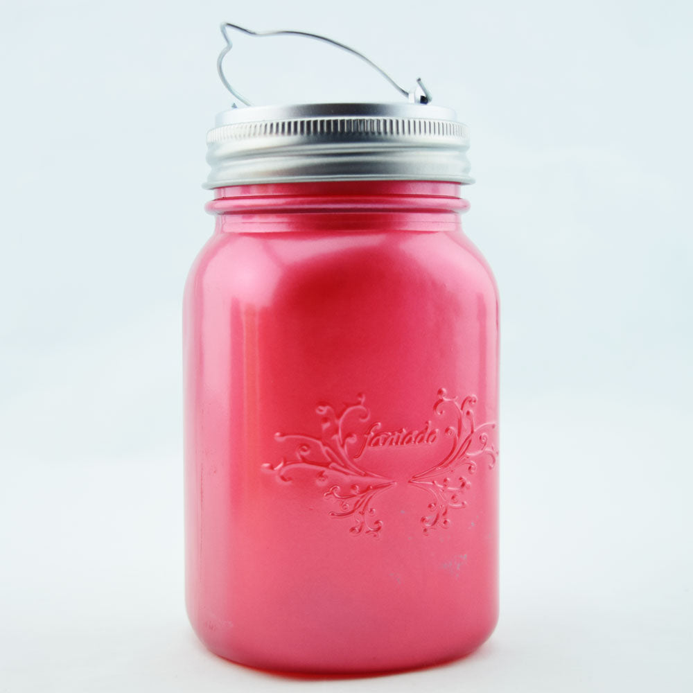 Fantado Wide Mouth Fuchsia / Hot Pink Mason Jar Luminaria Light w/ Hanging Red Fairy LED Kit - PaperLanternStore.com - Paper Lanterns, Decor, Party Lights &amp; More