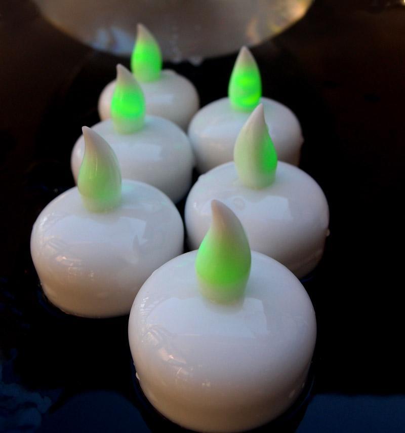 Floating Waterproof Flameless LED Tea Light Candle - Green (6 PACK) - PaperLanternStore.com - Paper Lanterns, Decor, Party Lights &amp; More