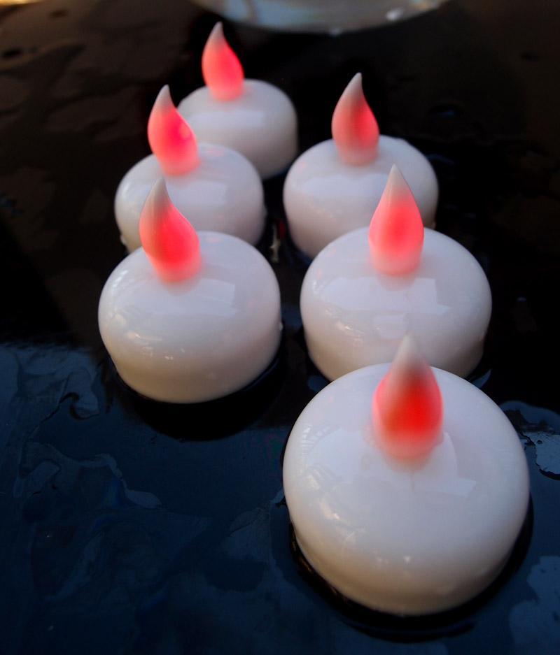 Floating Waterproof Flameless LED Tea Light Candle - Red (6 PACK) - PaperLanternStore.com - Paper Lanterns, Decor, Party Lights &amp; More