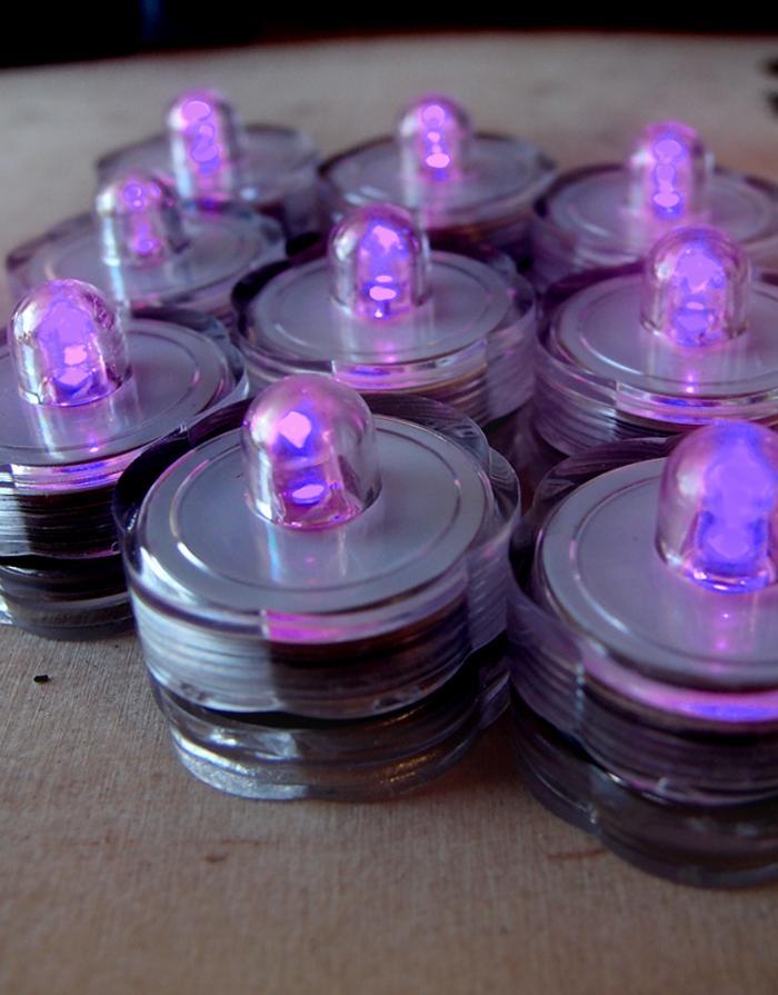 Purple LED Submersible Waterproof Flower Floral Tea Lights (12 PACK) - PaperLanternStore.com - Paper Lanterns, Decor, Party Lights &amp; More