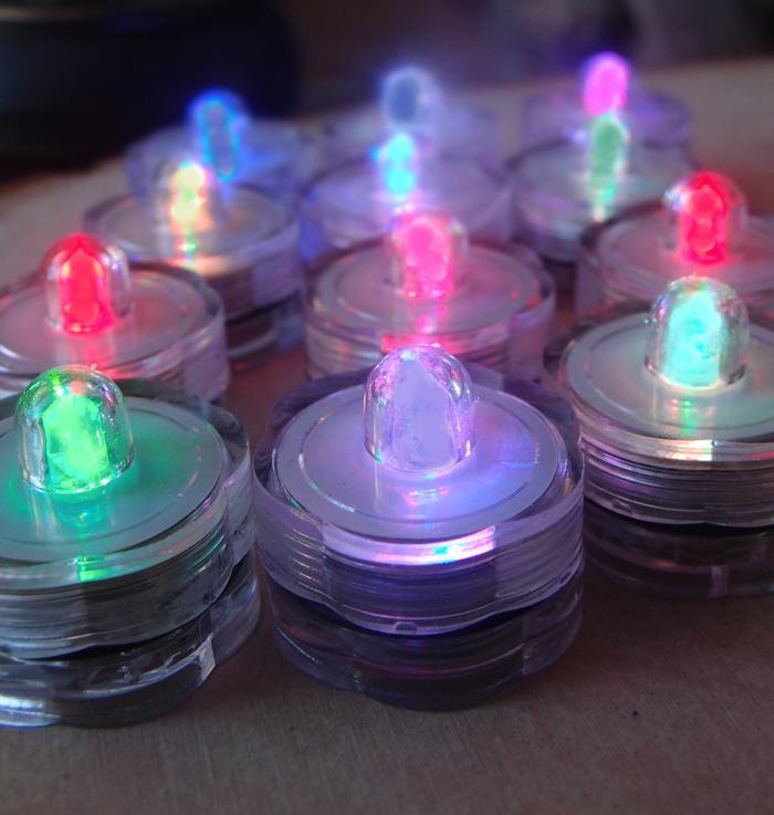 RGB Multi-Color LED Submersible Waterproof Flower Floral Tea Lights (12 PACK) - PaperLanternStore.com - Paper Lanterns, Decor, Party Lights &amp; More