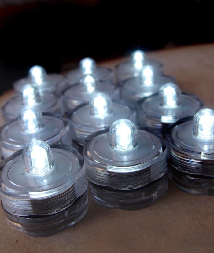 White LED Submersible Waterproof Flower Floral Tea Lights (Twist On/Off) (12 Pack) - PaperLanternStore.com - Paper Lanterns, Decor, Party Lights & More