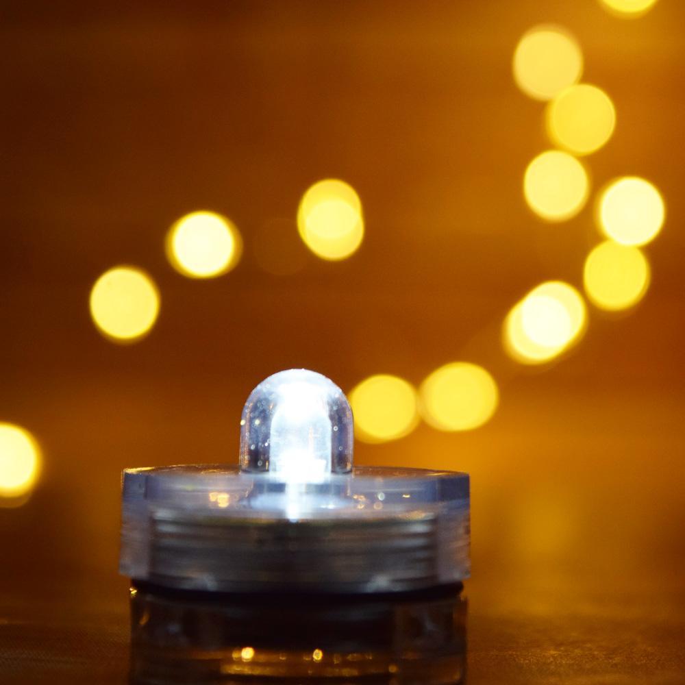 White LED Submersible Waterproof Flower Floral Tea Lights (Twist On/Off) (12 Pack) - PaperLanternStore.com - Paper Lanterns, Decor, Party Lights & More