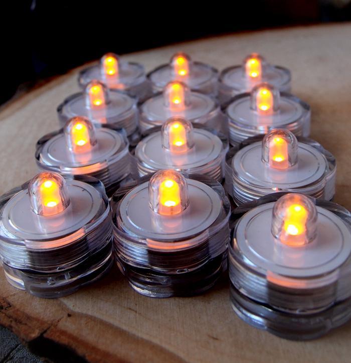 Yellow LED Submersible Waterproof Flower Floral Tea Lights (12 PACK) - PaperLanternStore.com - Paper Lanterns, Decor, Party Lights &amp; More
