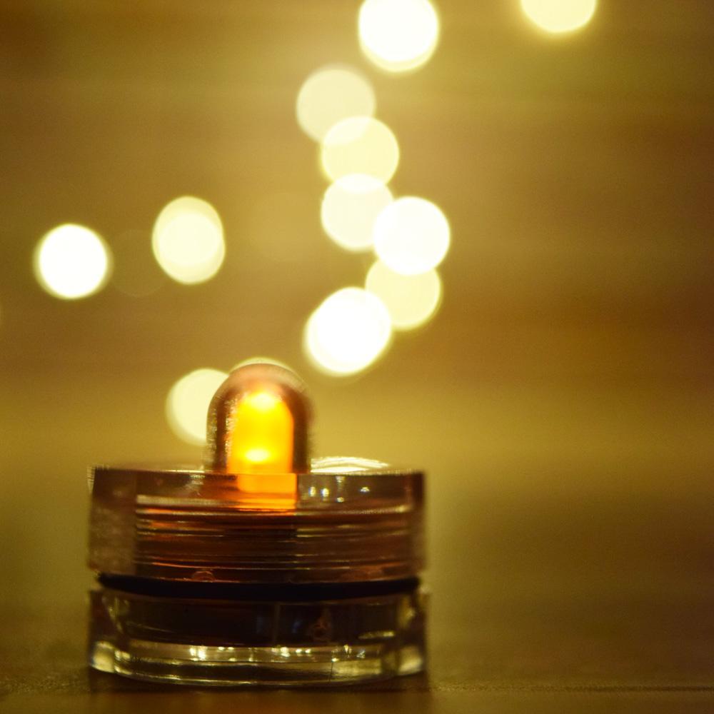 Yellow LED Submersible Waterproof Flower Floral Tea Lights (12 PACK) - PaperLanternStore.com - Paper Lanterns, Decor, Party Lights &amp; More