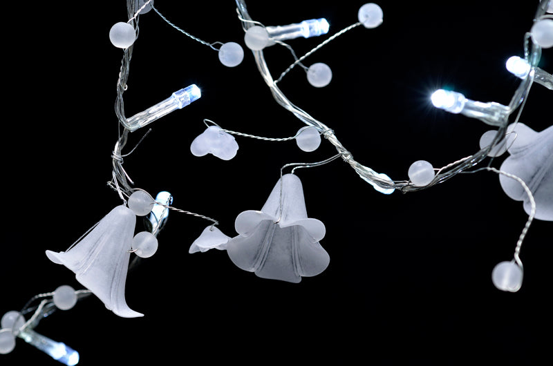 20 LED Garland Light Chain w/ Plastic Flowers and Beads - PaperLanternStore.com - Paper Lanterns, Decor, Party Lights &amp; More
