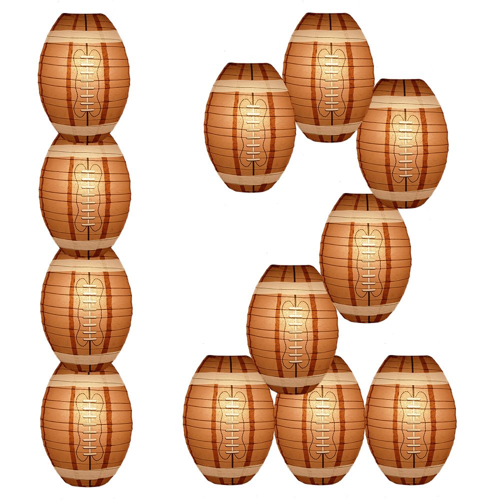 12 PACK | Football Paper Lantern Shaped Sports Hanging Decoration - PaperLanternStore.com - Paper Lanterns, Decor, Party Lights &amp; More