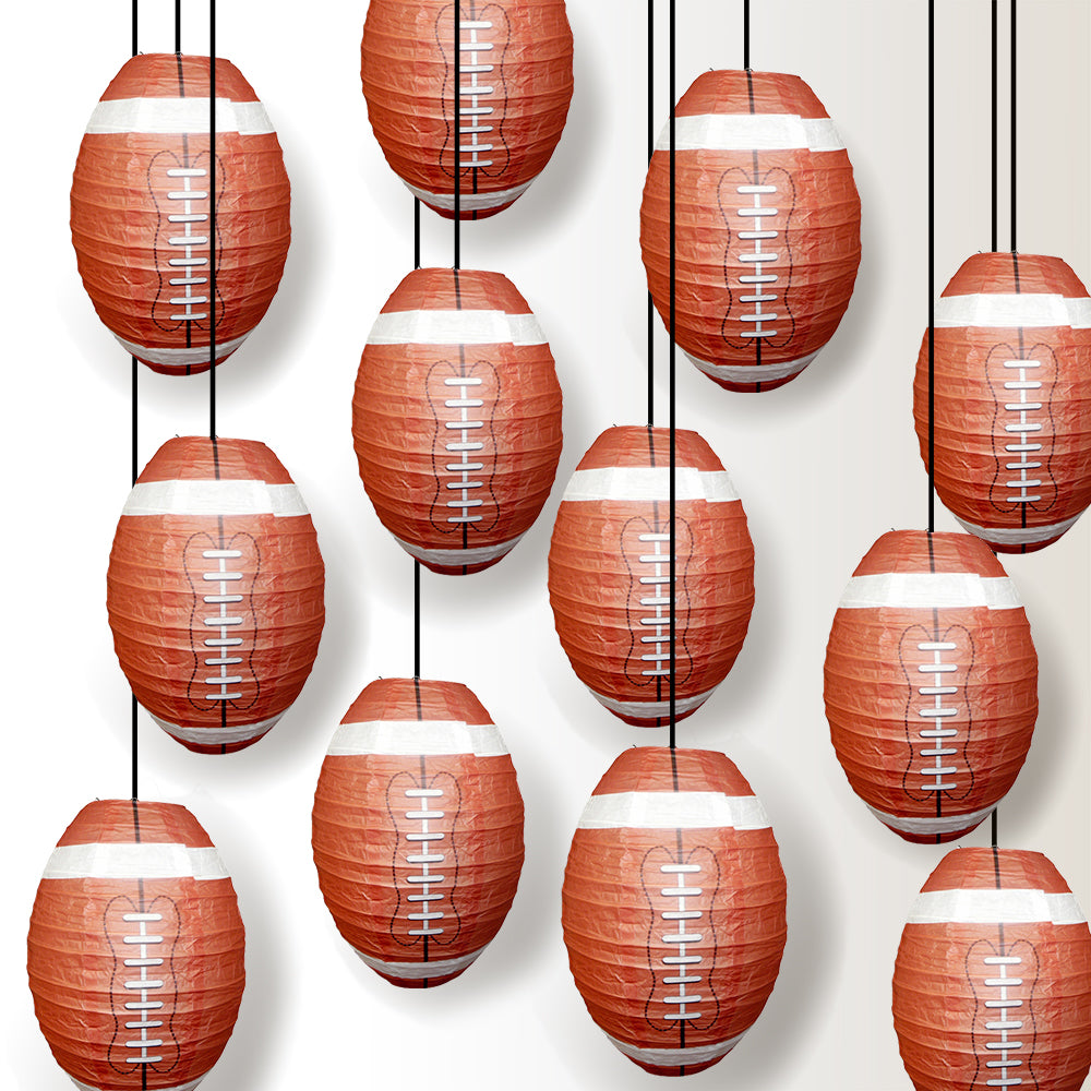 12 PACK | Football Paper Lantern Shaped Sports Hanging Decoration - PaperLanternStore.com - Paper Lanterns, Decor, Party Lights & More