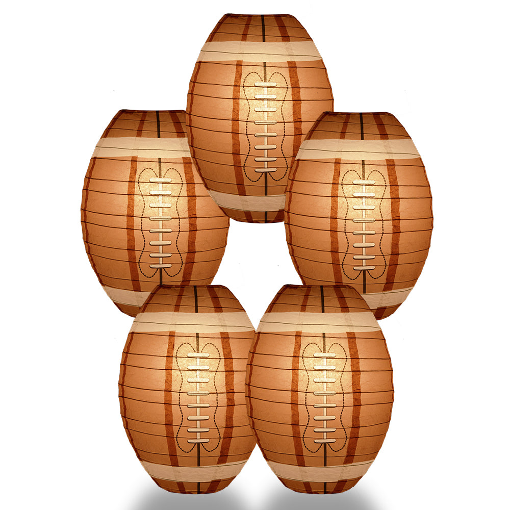 5 PACK | Football Paper Lantern Shaped Sports Hanging Decoration - PaperLanternStore.com - Paper Lanterns, Decor, Party Lights &amp; More