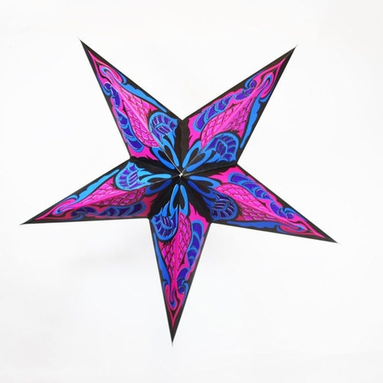 3-PACK + Cord | Fuchsia Pink Flame 24" Illuminated Paper Star Lanterns and Lamp Cord Hanging Decorations - PaperLanternStore.com - Paper Lanterns, Decor, Party Lights & More