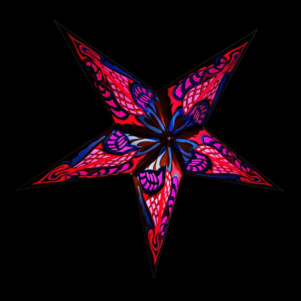 24" Fuchsia / Hot Pink Blue Flame Paper Star Lantern, Chinese Hanging Wedding & Party Decoration - PaperLanternStore.com - Paper Lanterns, Decor, Party Lights & More
