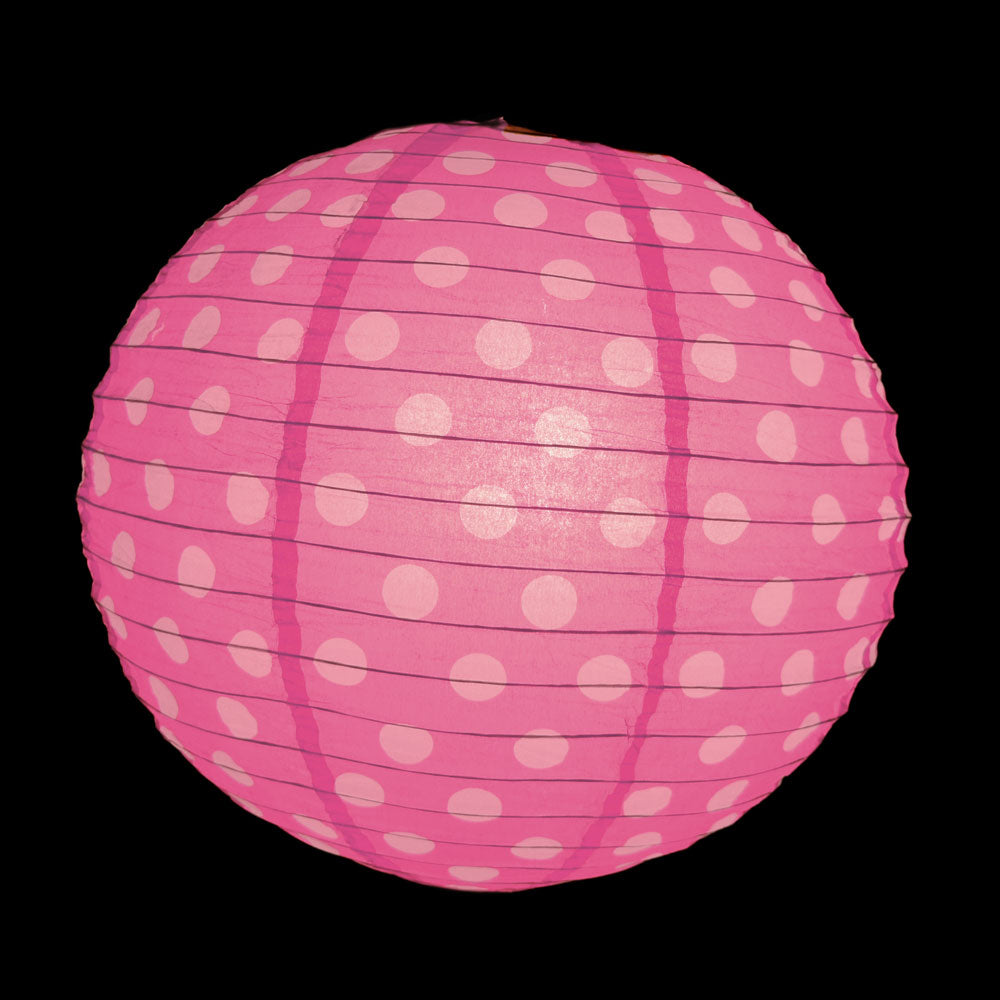 Fuchsia Polka Dot Paper Lantern - PaperLanternStore.com - Paper Lanterns, Decor, Party Lights & More