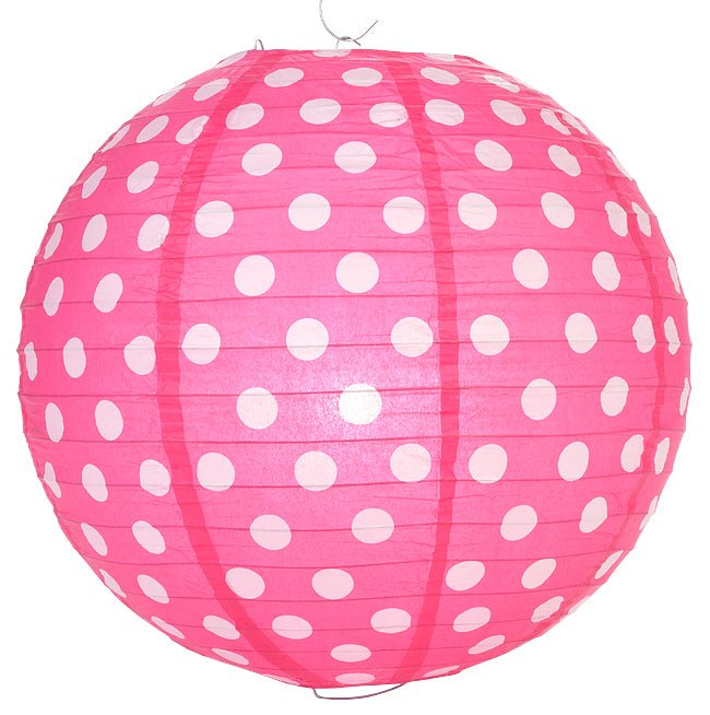 Fuchsia Polka Dot Paper Lantern - PaperLanternStore.com - Paper Lanterns, Decor, Party Lights & More