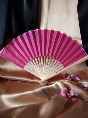 BULK PACK (50) 9&quot; Fuchsia / Hot Pink Silk Hand Fans for Weddings - PaperLanternStore.com - Paper Lanterns, Decor, Party Lights &amp; More