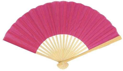 BULK PACK (50) 9&quot; Fuchsia / Hot Pink Silk Hand Fans for Weddings - PaperLanternStore.com - Paper Lanterns, Decor, Party Lights &amp; More