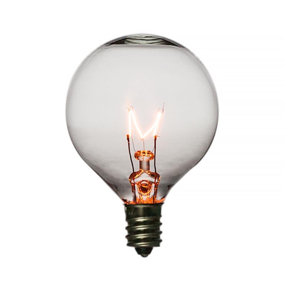 Clear 5-Watt Incandescent G40 Globe Light Bulbs, E12 Candelabra Base (14 PACK) - PaperLanternStore.com - Paper Lanterns, Decor, Party Lights &amp; More