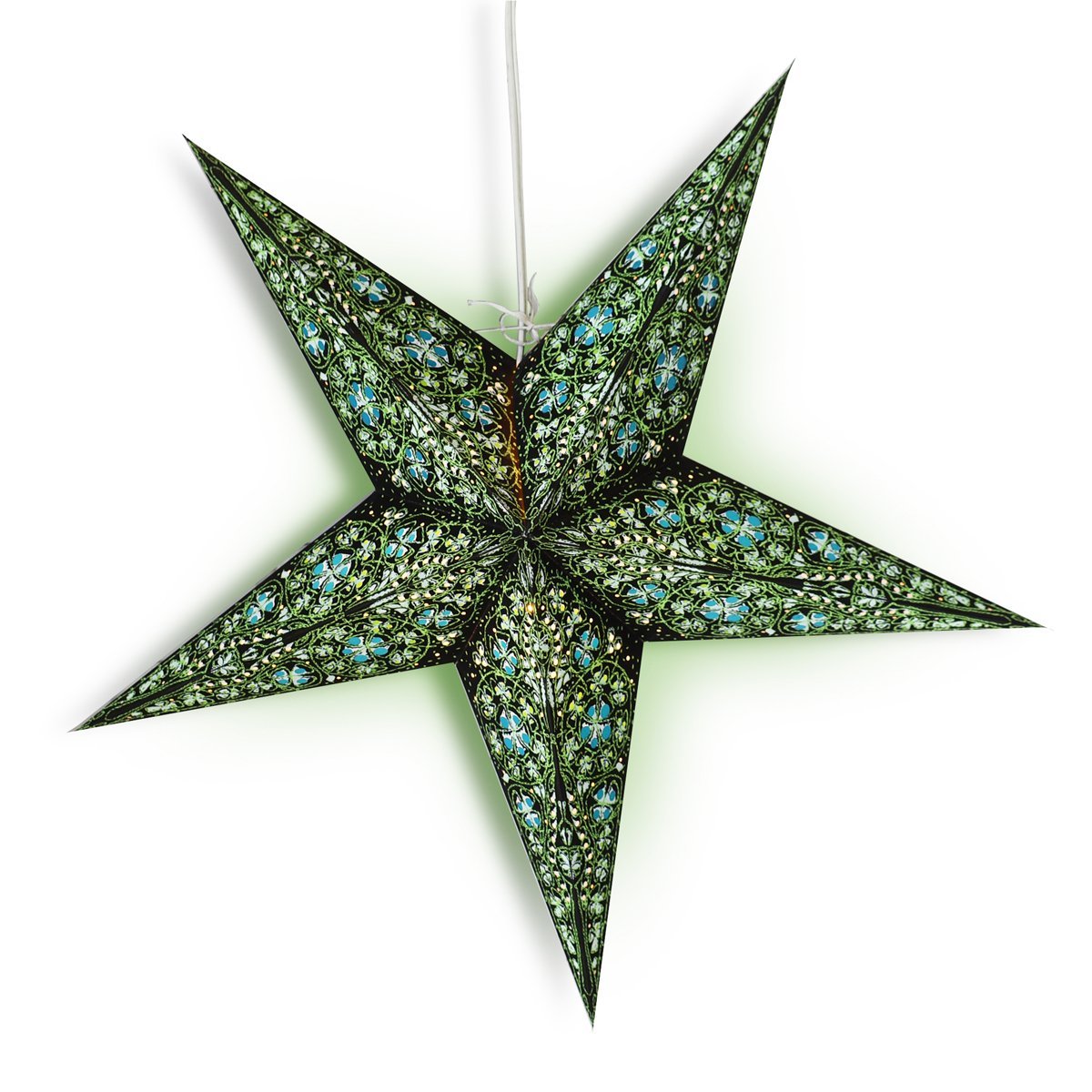 24&quot; Green / Black Garden Paper Star Lantern, Hanging Wedding &amp; Party Decoration - PaperLanternStore.com - Paper Lanterns, Decor, Party Lights &amp; More