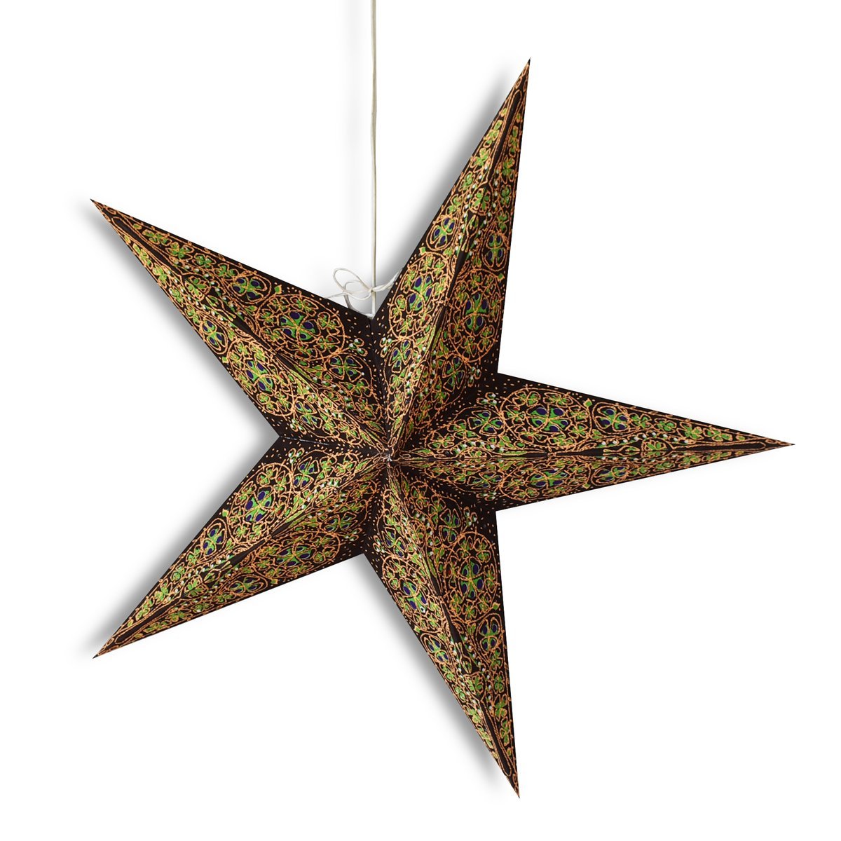 3-PACK + Cord | 24&quot; Brown / Gold Garden Paper Star Lantern and Lamp Cord Hanging Decoration - PaperLanternStore.com - Paper Lanterns, Decor, Party Lights &amp; More