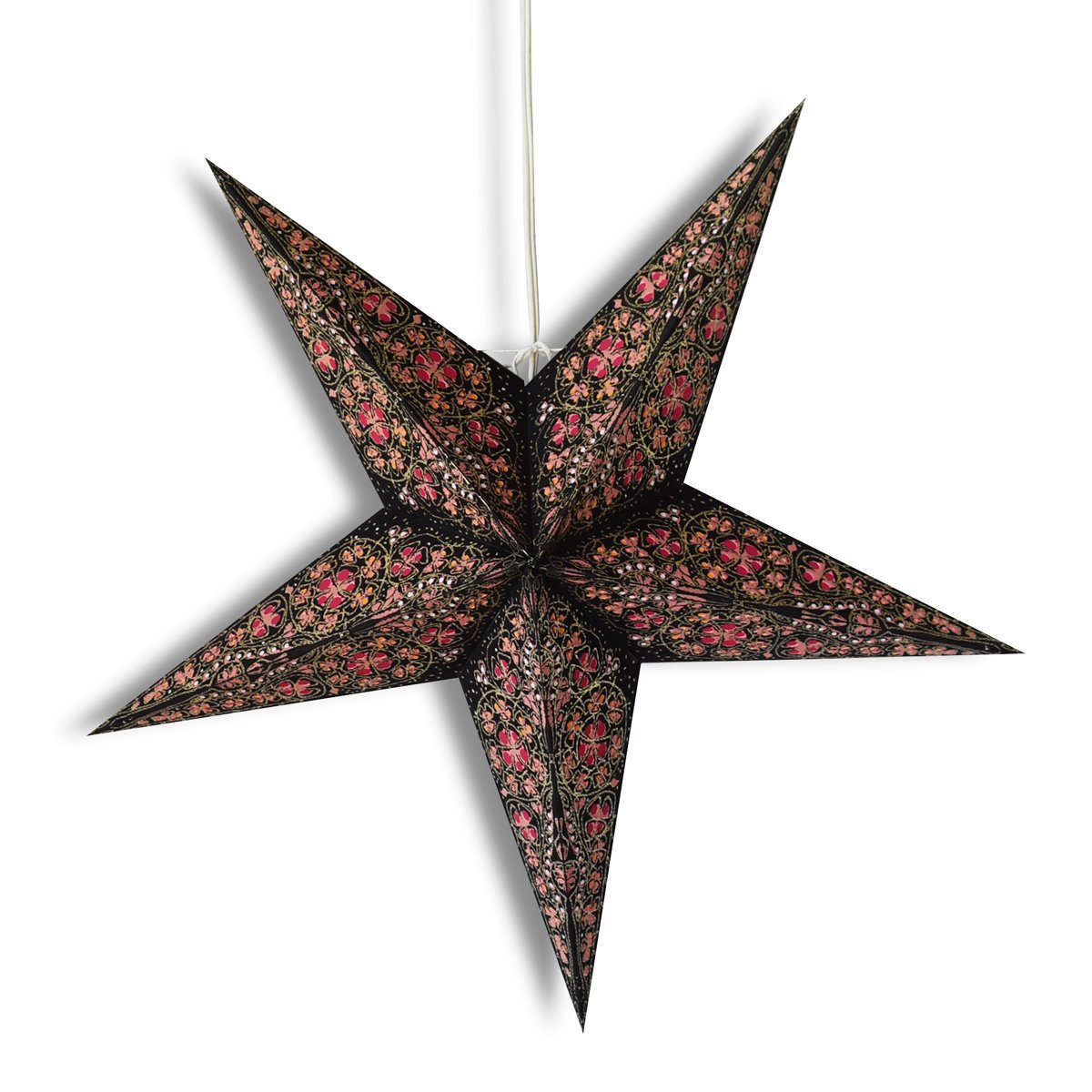 24&quot; Black / Gold Garden Paper Star Lantern, Hanging Wedding &amp; Party Decoration - PaperLanternStore.com - Paper Lanterns, Decor, Party Lights &amp; More