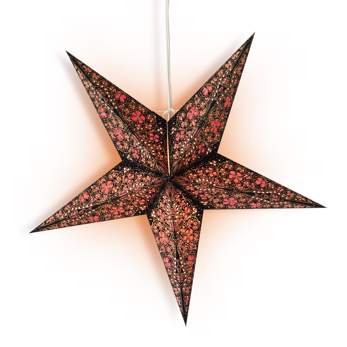 24&quot; Black / Gold Garden Paper Star Lantern, Hanging Wedding &amp; Party Decoration - PaperLanternStore.com - Paper Lanterns, Decor, Party Lights &amp; More